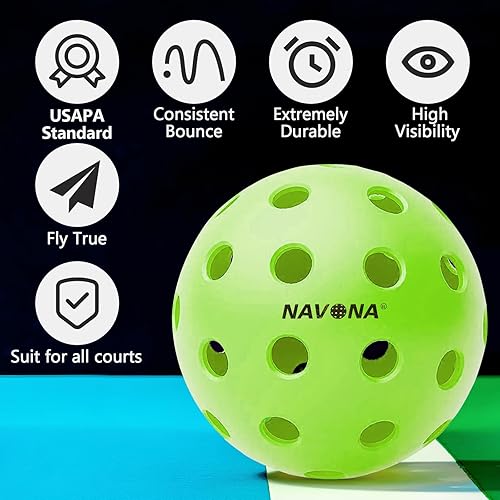 Miniatura 3 de Navona 12 Pack Premium 40-Holes Colorful Outdoor Pickleball Balls, Meet USAPA Official Requirement, Perfectly Balanced, High Bounce True Flight,
