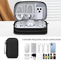 Vista 6 de FYY Organizador para cosas electrónicas, para viajes, para cables, cargadores, celular y auriculares, estuche portátil, impermeable, doble capa