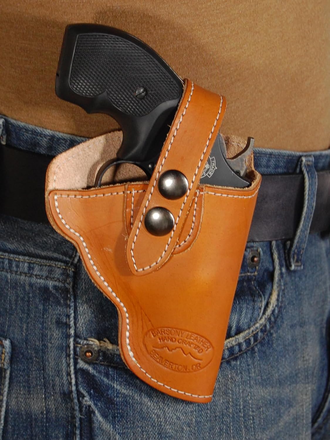 Barsony New Saddle Tan Leather OWB Holster for Snub Nose 2" 22 38 357 41 Revolvers