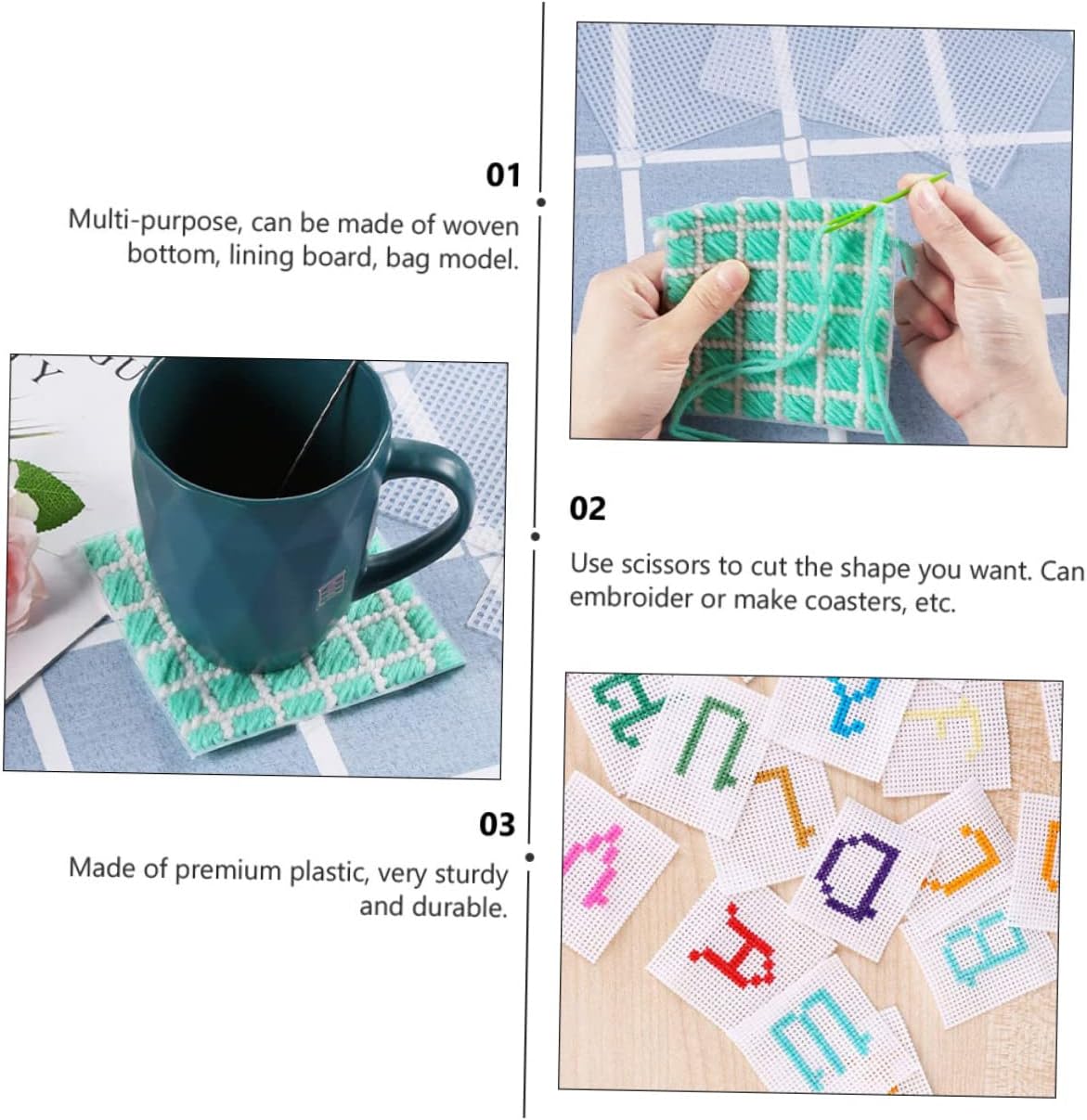 MUELODSIC 25pcs Cross Stitch Mesh Sheets Braided Gasket DIY Plastic Canvas for Craft