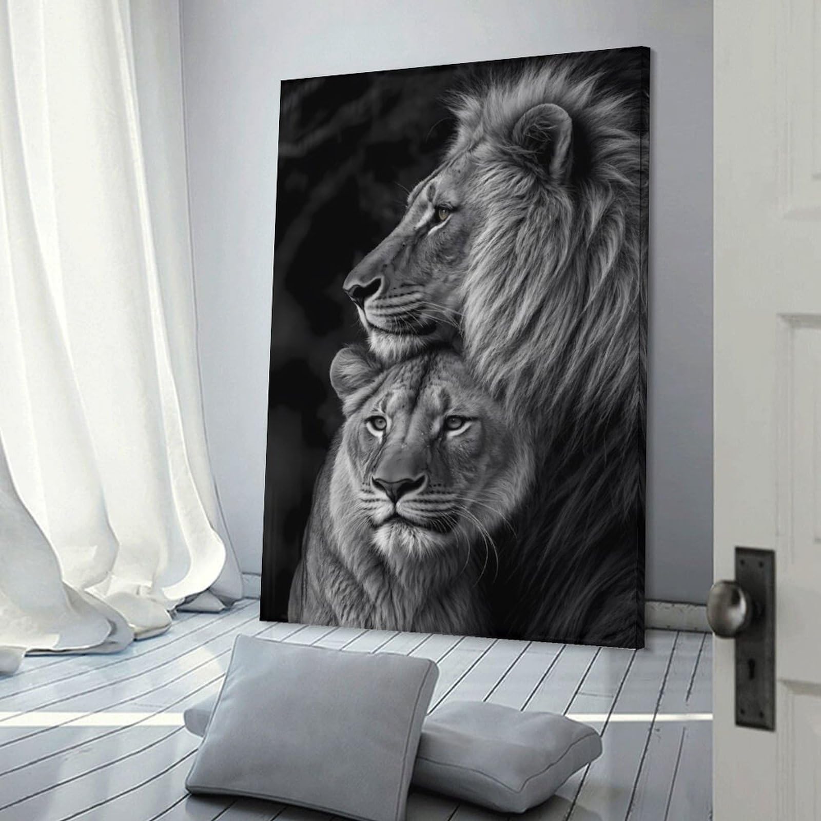 Junmoney Room Decor Wall Art Lion Family Portrait, 12x18inch(30x45cm), for Flats, Guest Rooms Or Compact Rooms, Wall Decor with Flexible Room Appeal