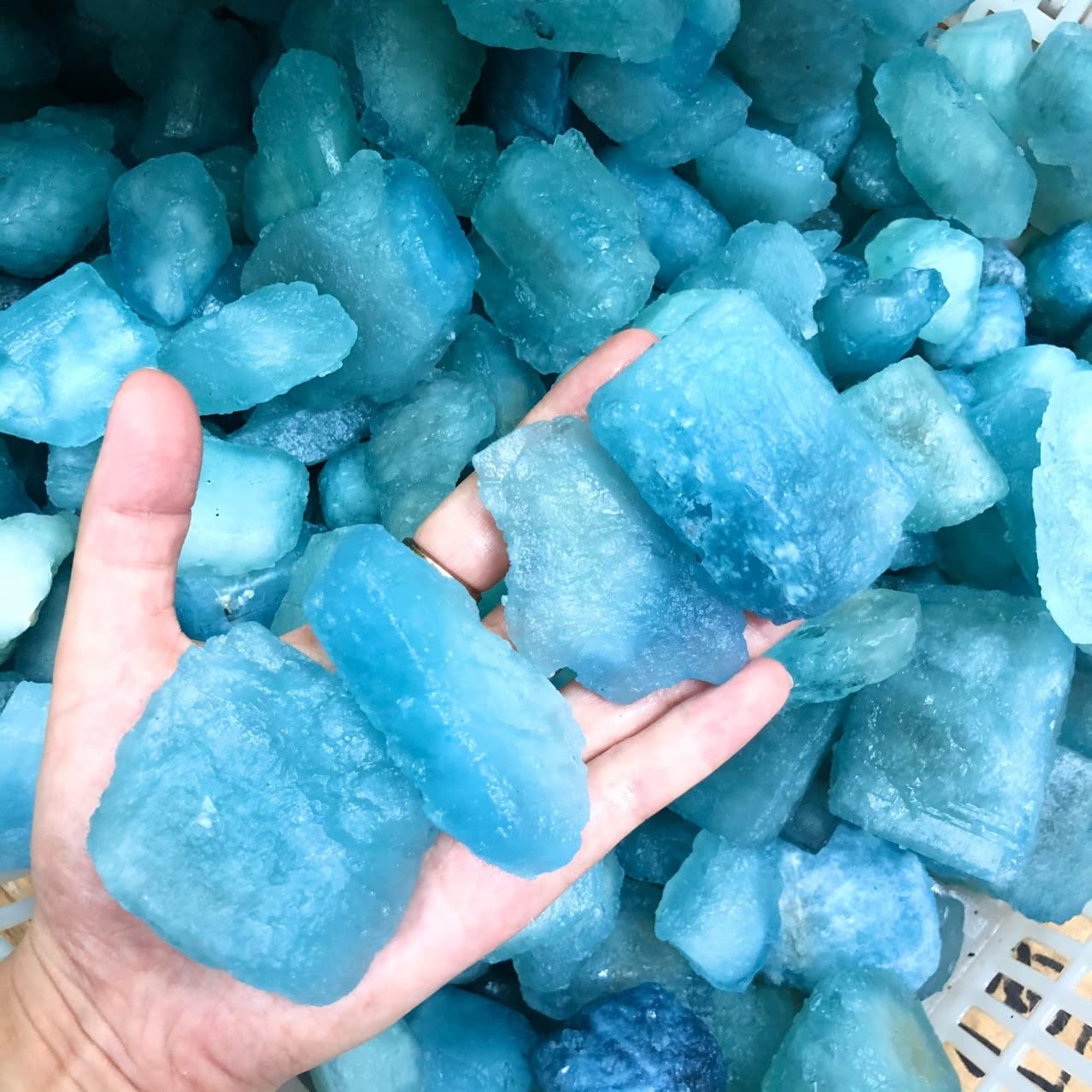 Quartz Aigue-Marine naturel en cristal brut de 50-60g pour collection lithothérapie