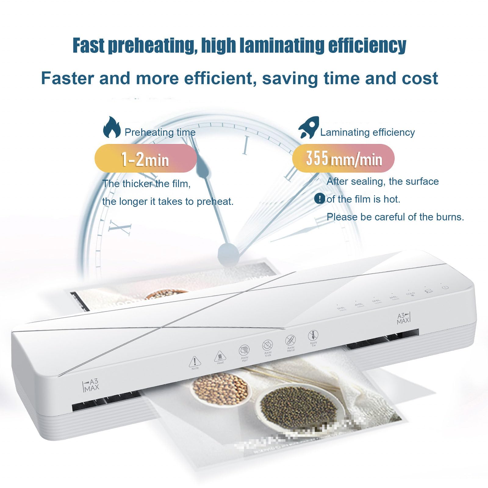 Plastificatrice A3 con 40 buste di laminazione, macchina per laminazione a caldo e a freddo, tempo di riscaldamento di 1-2 minuti, set di plastificatrici per uso domestico e scolastico