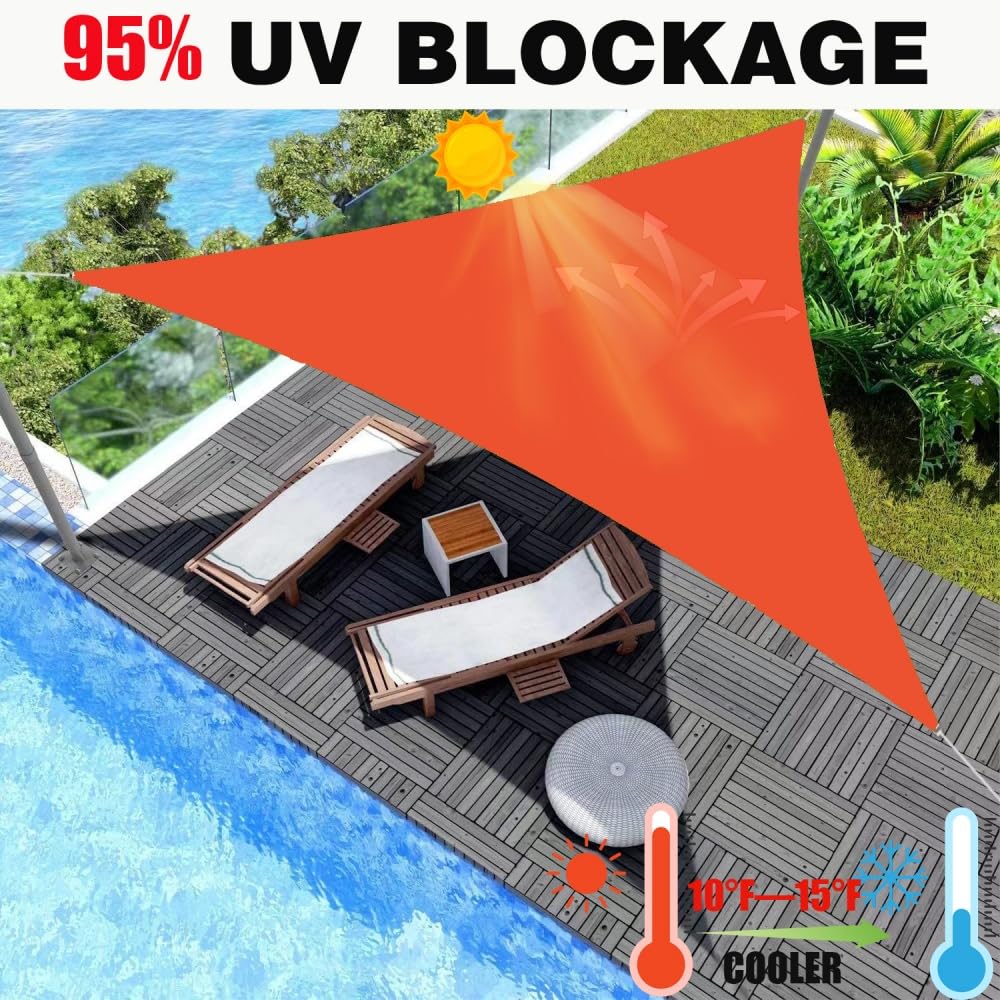 Toldo Vela De Sombra Triangular 6x6x6m Impermeable Toldo Protección Rayos 98％ UV,Adecuado para Jardín, Terraza, Exterior, Cenador Naranja