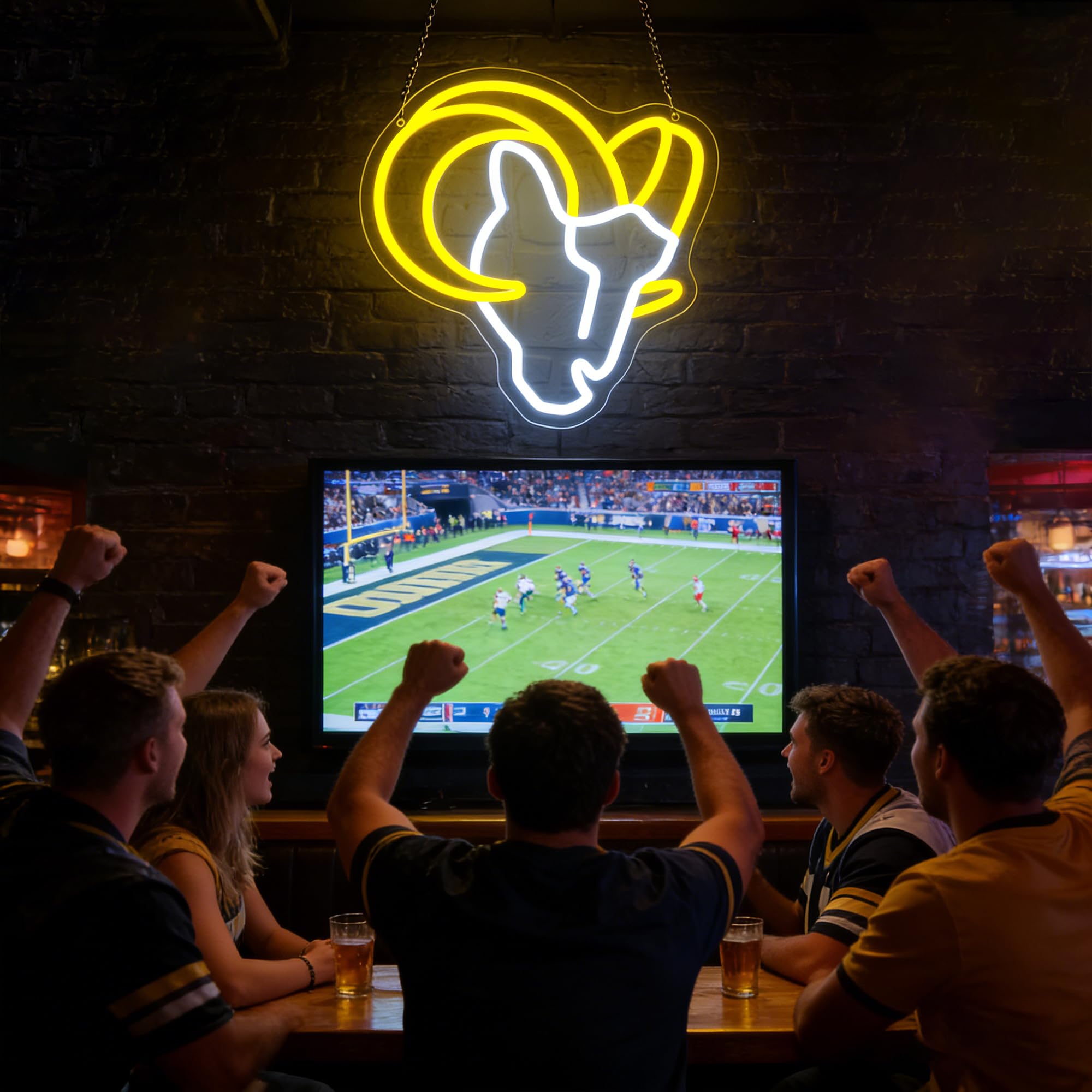 Insegna al neon per decorazione da parete con logo della squadra, luce al neon per uomo, luce LED dimmerabile, per sala giochi, sport, bar, camera da letto, fan del calcio, regali di compleanno