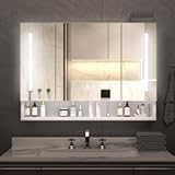 Montary 39"x 28"Aluminum Bathroom Mirror Cabinet with Smart LED Lighting&comma; Defogging&comma; Adjustable Brightness&comma; and Multi-Level Storage Compartments&comma; Wall-Mounted Vanity Mirror&comma;White