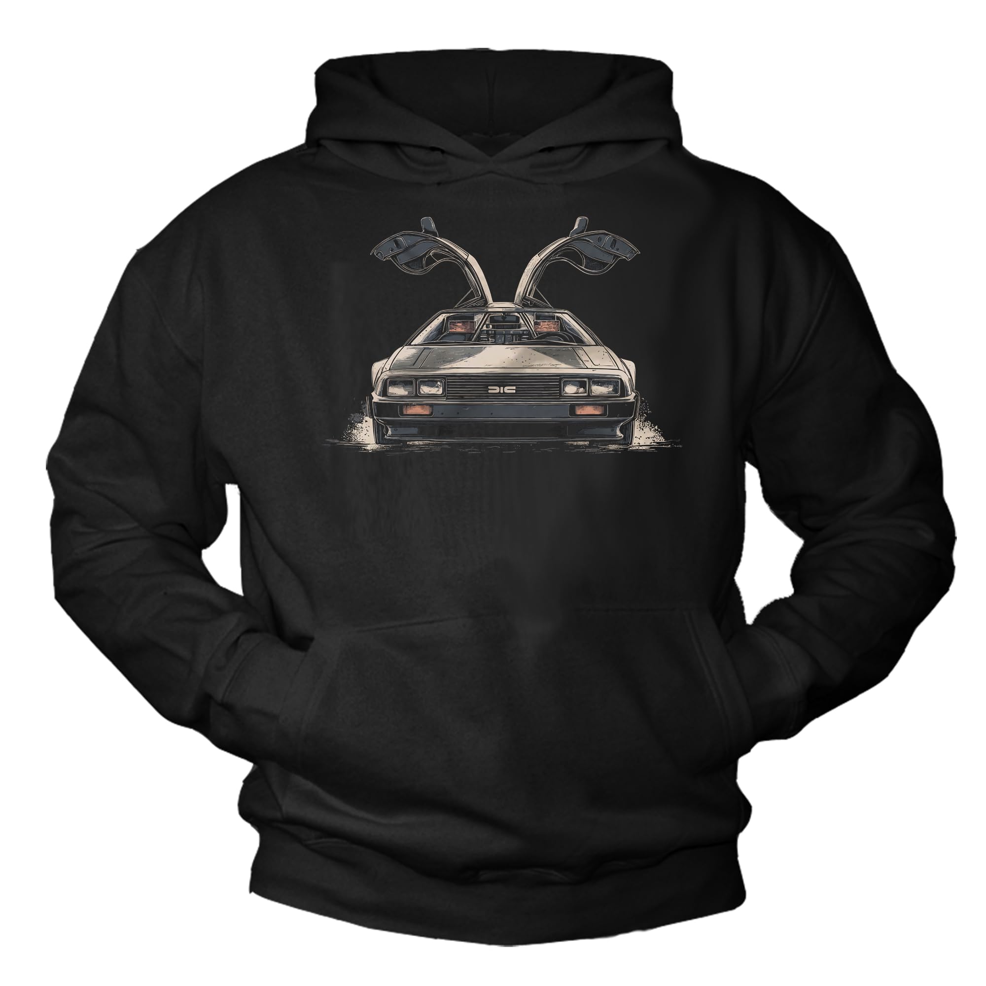 MAKAYA Felpa con Cappuccio Uomo Auto Vintage Hoodie con Motivo Futuro Retro Cotone