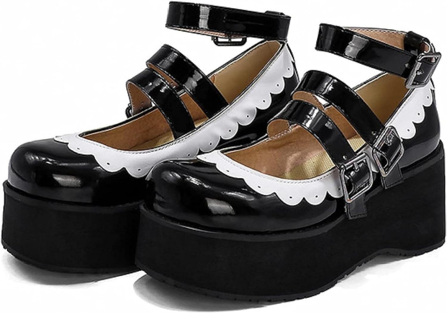 Women's Shock-Absorbing Platform Mary Janes High-Heeled Formal Shoes with Synthetic Leather Ankle Strap