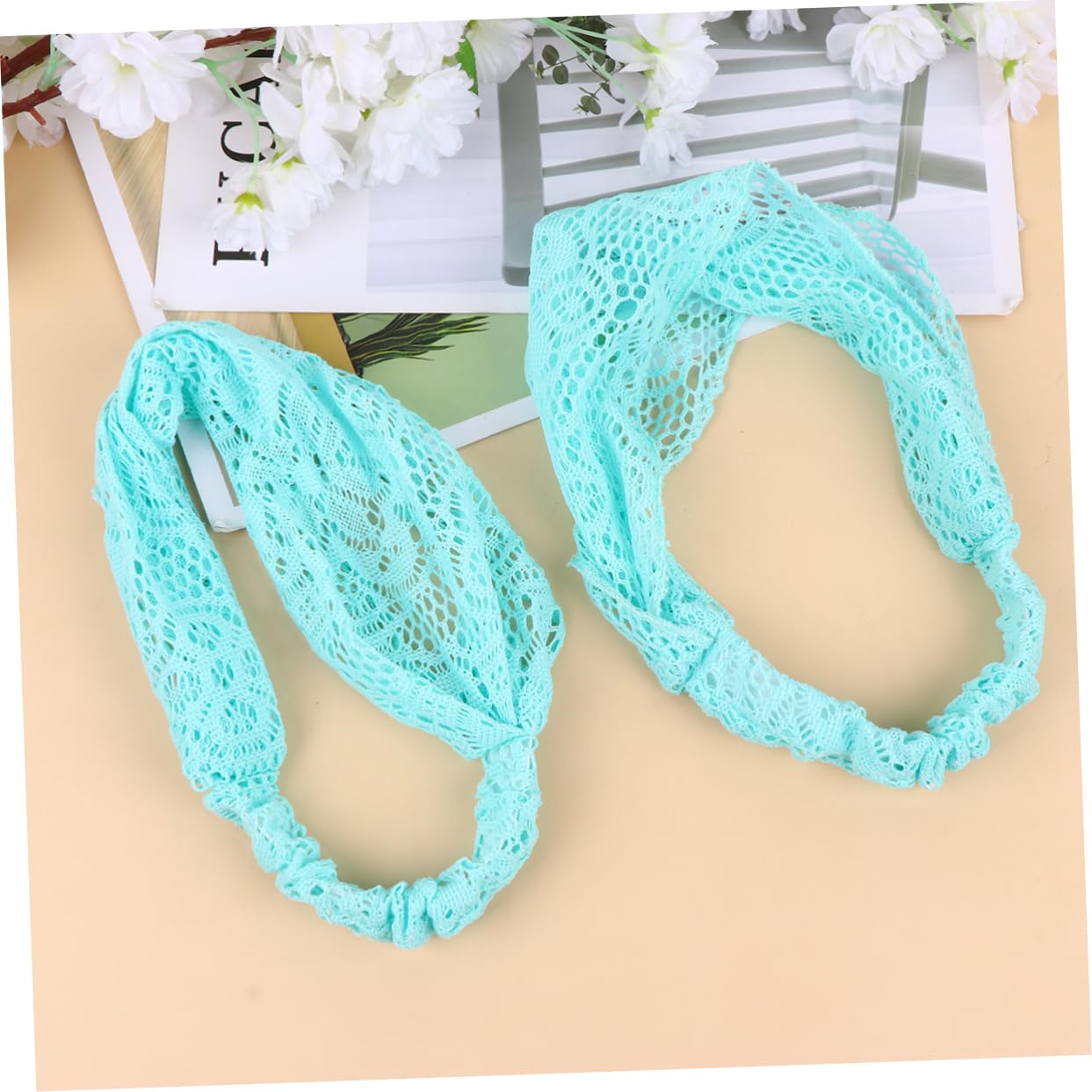 DOITOOL 6pezzi Fascia Per Pizzo Floreale Da Larga Ed Elastico Accessorio Elegante Per Donne e Ragazze Perfetta Per Cerimonie e Occasioni Speciali Blu