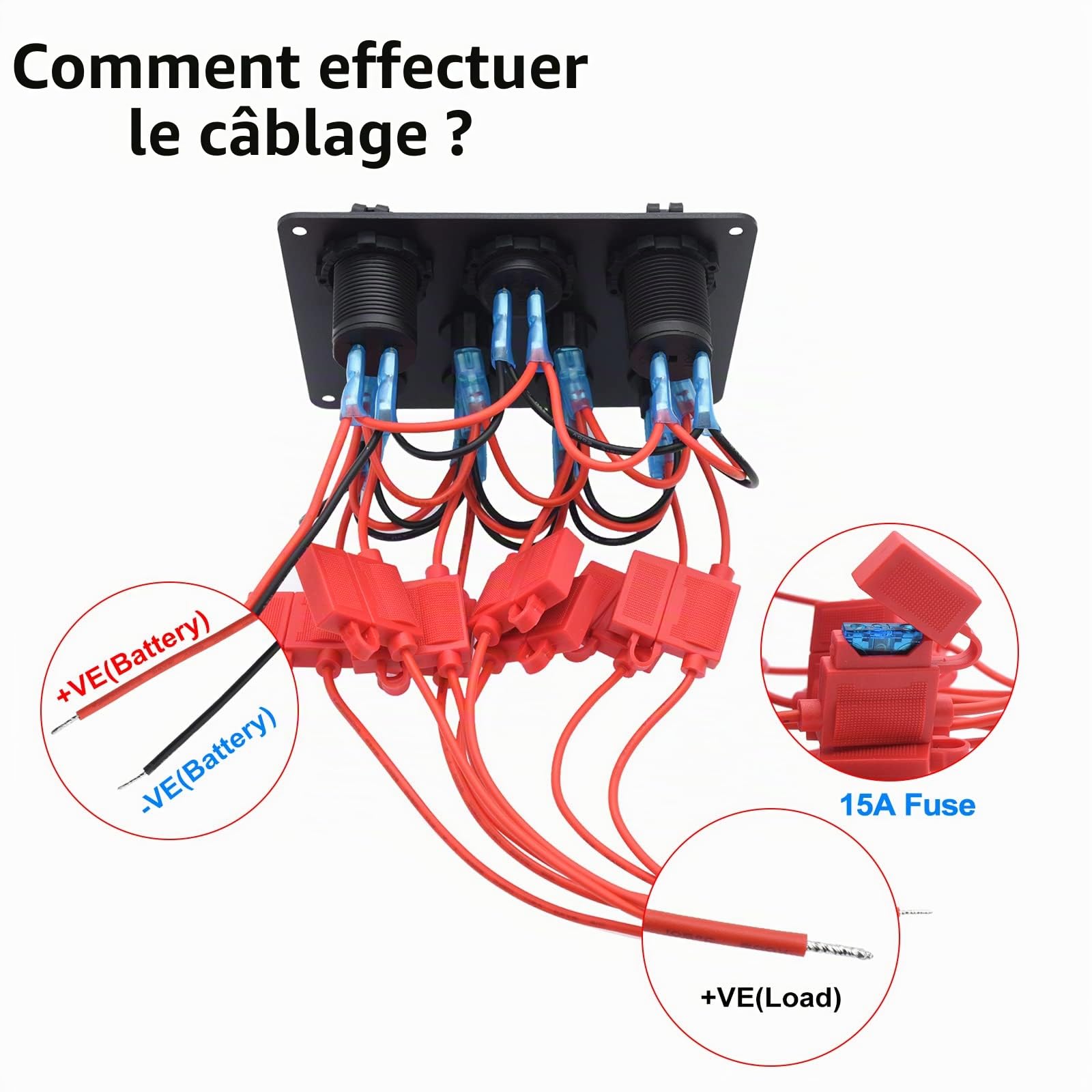 KAOLALI 8 Gang Panneau de Commutation à Bascule 12V/24V, Rouge LED Étanche | Interrupteur à Bascule Étanche, 4,2 A Double Chargeur USB, Affichage Numérique, pour Voiture, Marine, Bateau, Camping-Car