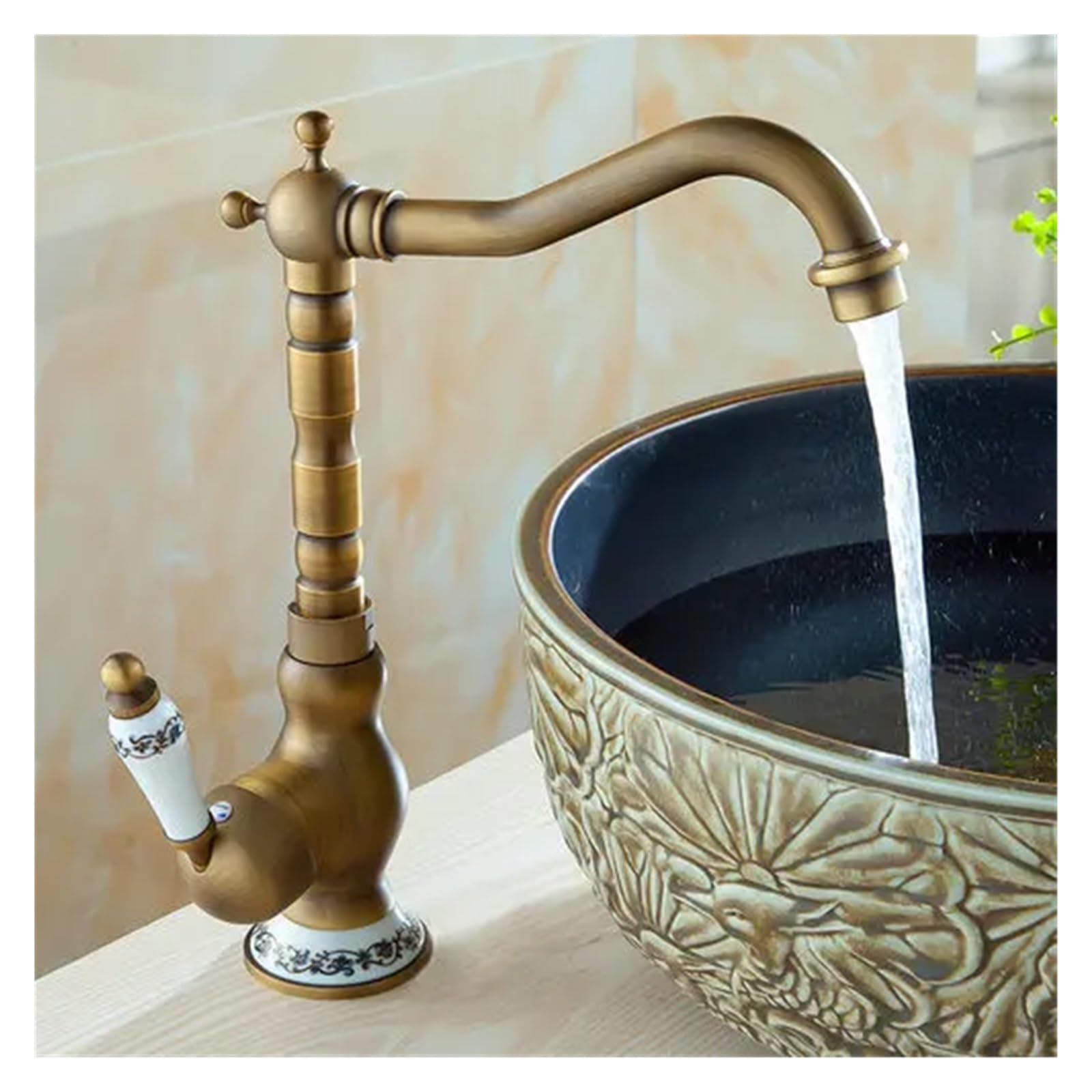 Grifo mezclador for lavabo de baño alto que evita salpicaduras latón