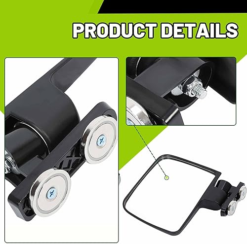 Miniatura 5 de KUAFU Espejos magnéticos universales para tractor, compatibles con Kubota John Deere, cortacésped de giro cero, espejos laterales traseros negros, 2