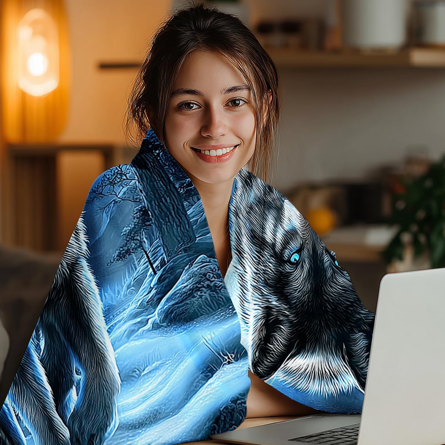 Wolf Blanket Wolf Decor Cozy Animal Throw Super Soft Plush Flannel Fleece Blanket Gift for Kids Adults Men Women Ultra Warm & Lightweight Flannel, 50"X40" - Image 4