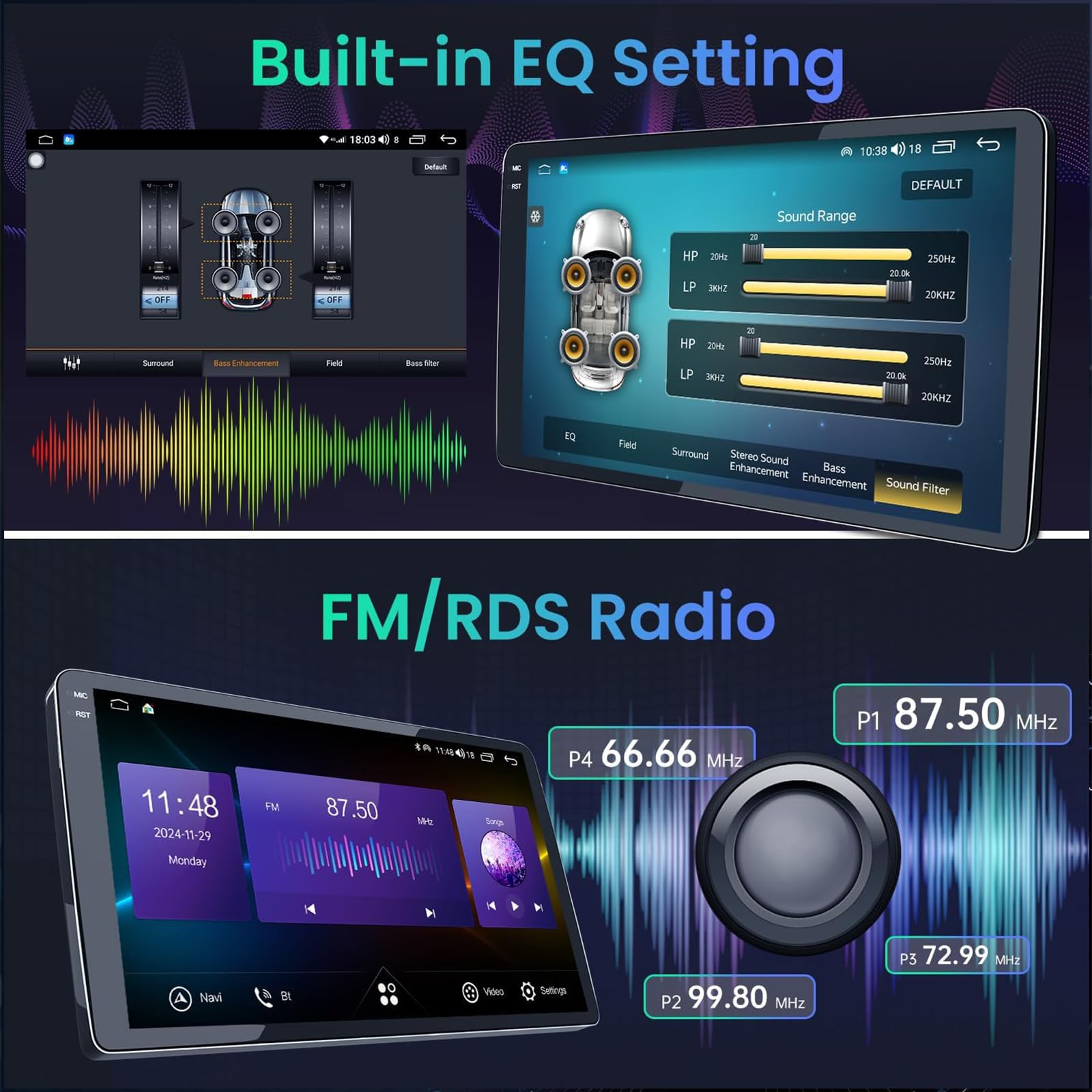 Radio Samochodowe Do Ford F150/F250/F350 2004-2014 Podwójny DIN CarPlay 7-calowy Ekran Dotykowy IPS Bezprzewodowy CarPlay Android Auto Obsługa Bluetooth/GPS/WiFi/kamery Cofania(Color:M400)