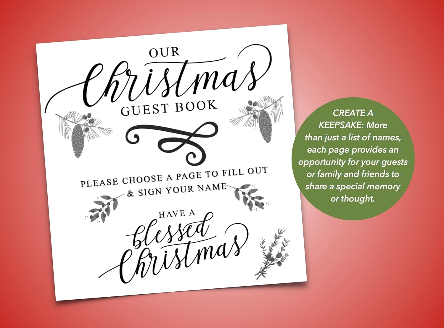 Party Supply Kit - 20 Dinner Plates (10-1/2”), 20 Dessert Plates (8”) & 30 Large Napkins (6-1/2”) from Brother Sister Design Studio BUNDLE WITH Guest Book from Pro31 Press (Christmas Faith Phrases)