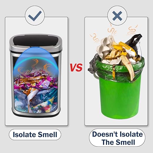 Miniatura 3 de Basurero de acero inoxidable automático sin tacto con tapa para cocina sala de estar oficina baño sensor de movimiento electrónico sin contacto