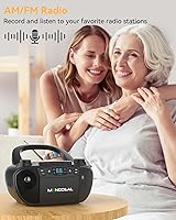 Vista 4 de MONODEAL Reproductor de cinta de casete con Bluetooth, reproductor de CD Boom Box, radio AM FM, combo multifuncional de reproductor de CD