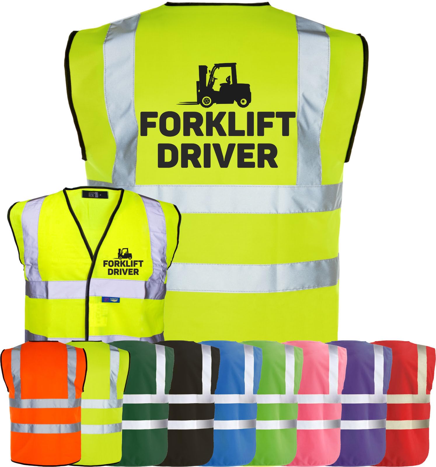 Corporate Togs FORKLIFT TRUCK DRIVER High Visibility Safety Vest Waistcoat Tabard, Health & Safety Compliant Vest, 2 Band & brace Hi-Vis Strips | Protective Safety Wear โ image 1