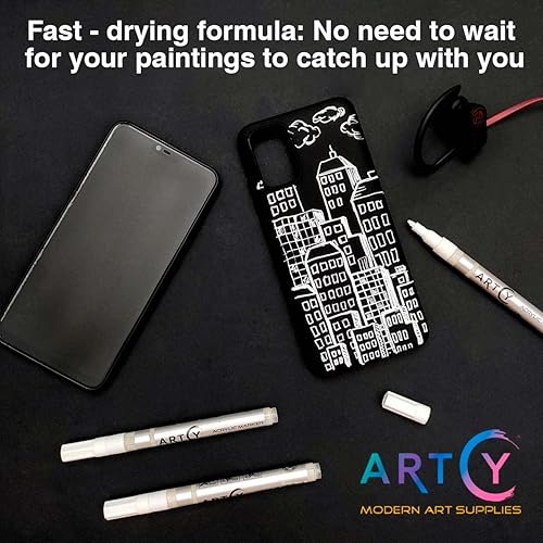 Miniatura 8 de 12 marcadores de pintura acrílica, punta media y 6 bolígrafos de pintura acrílica blanca, paquete para pintura de roca, madera, tela, tarjetas,