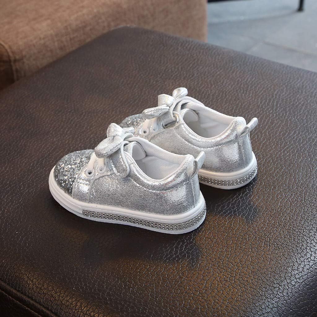 Little Girl Sneakers Run Shoes Boys Bowknot Children Sport Crystal Baby Girls Sequins Bling 6 Month Baby Shoes