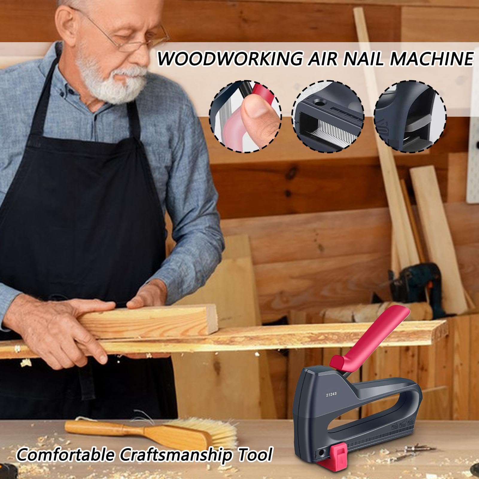 Herramienta Clavadora Manual - Herramienta Neumática De Fijación Portátil | Dispositivo de Clavos Compacto Ergonómico para Pared para Proyectos de Reparación de Muebles de Caja de