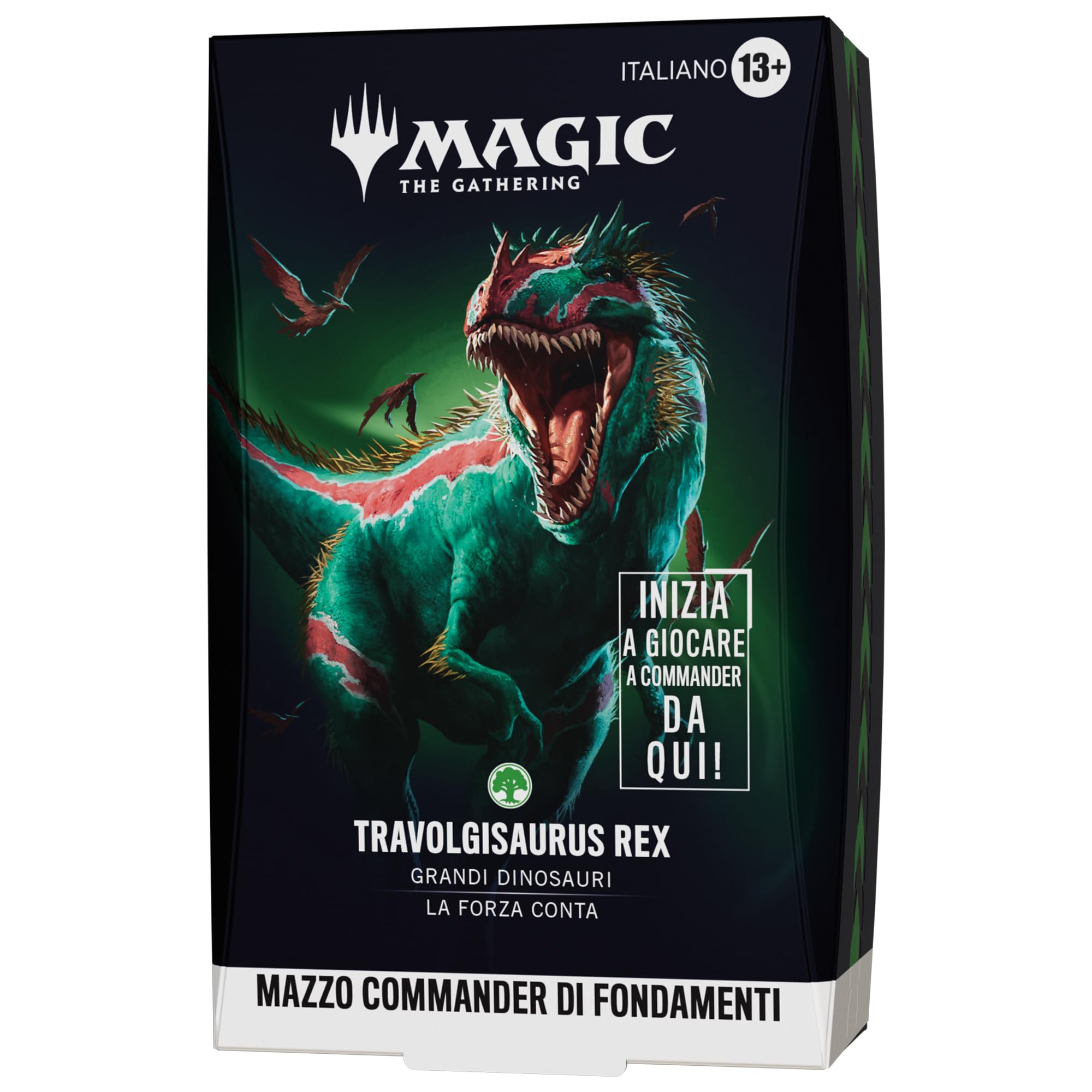 Mazzo Commander Fondamenti Magic: The Gathering - Travolgisaurus Rex | Mazzo da 100 carte e accessori (Versione Italiana)