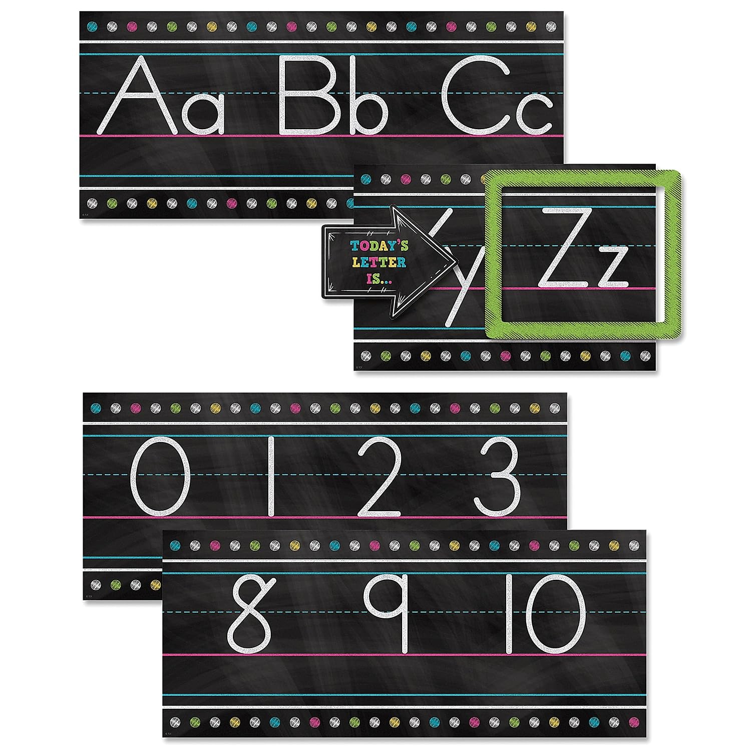 Teacher Created Resources Chalkboard Brights Alphabet Line Bulletin Board Set, 13/Set (TCR5621)