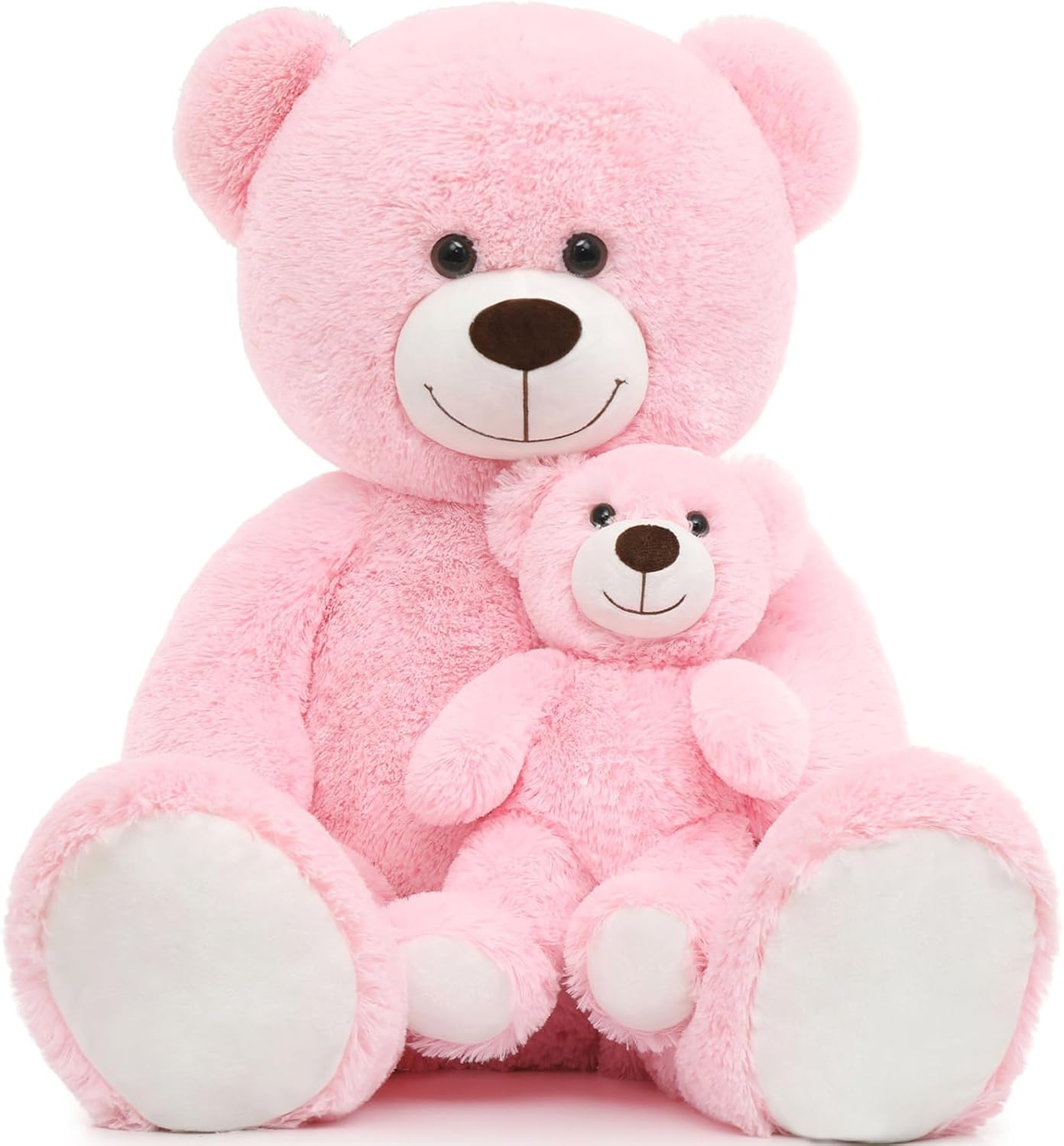 Tezituor Big Teddy Bear with Baby, 39 inch Large Mommy Teddy Bear with Baby, Giant Stuffed Bear for Kids, Girlfriend on Mother's Day, Valentine, Christmas, Baby Shower, Pink