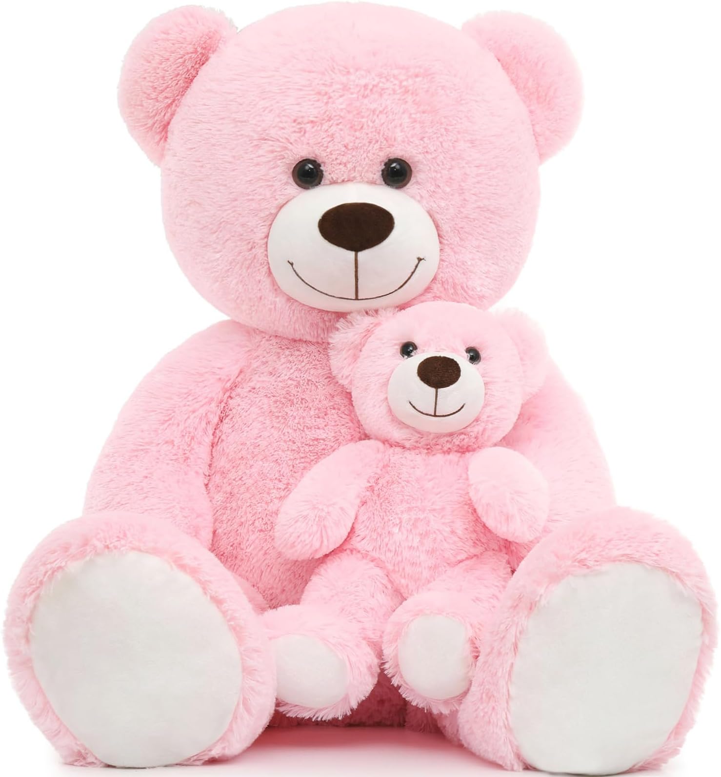 Tezituor Big Teddy Bear with Baby, 39 inch Large Mommy Teddy Bear with Baby, Giant Stuffed Bear for Kids, Girlfriend on Mother's Day, Valentine, Christmas, Baby Shower, Pink