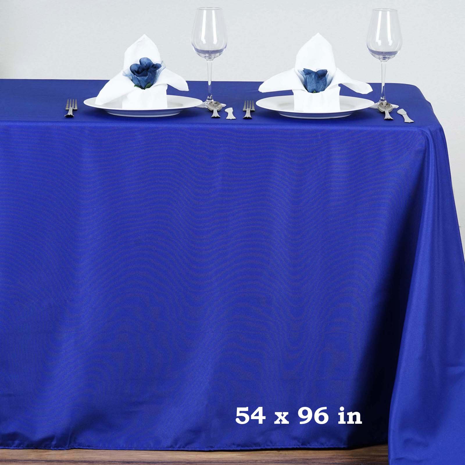TABLECLOTHSFACTORY Royal Blue 54x96 Polyester Rectangle Tablecloths.