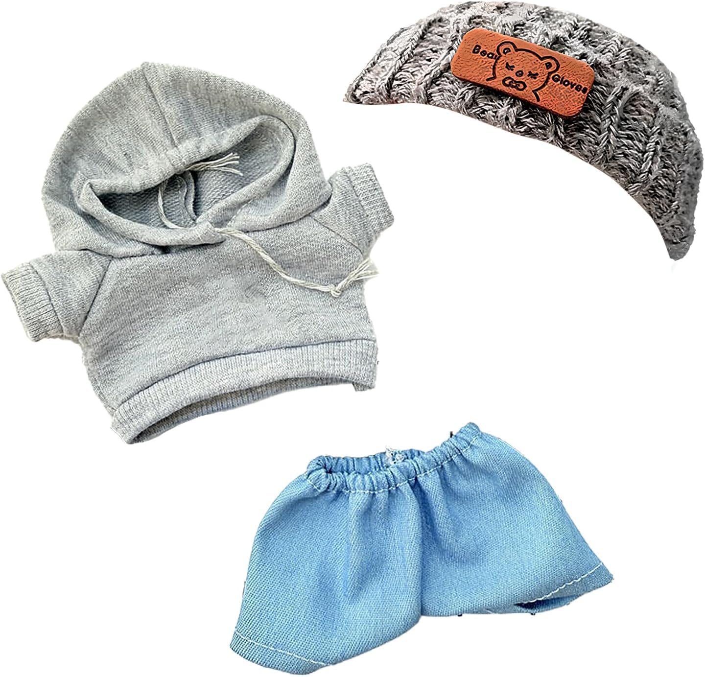 17cm Doll Clothes,Clothes for Dolls Outfit,Accessories for 17cm Dolls Clothes,Cute Clothes for Dress up Unique Style,1 Hats 1 Hoodie 1 Jeans for Best Gifts No Doll Included (GREY 8)