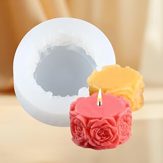 Rose Flower Column Candle Molds Valentine's Day Resin Casting Mold Rose Candle Mold for Candle Making Epoxy Aromatherapy Gypsum Wax Clay Craft