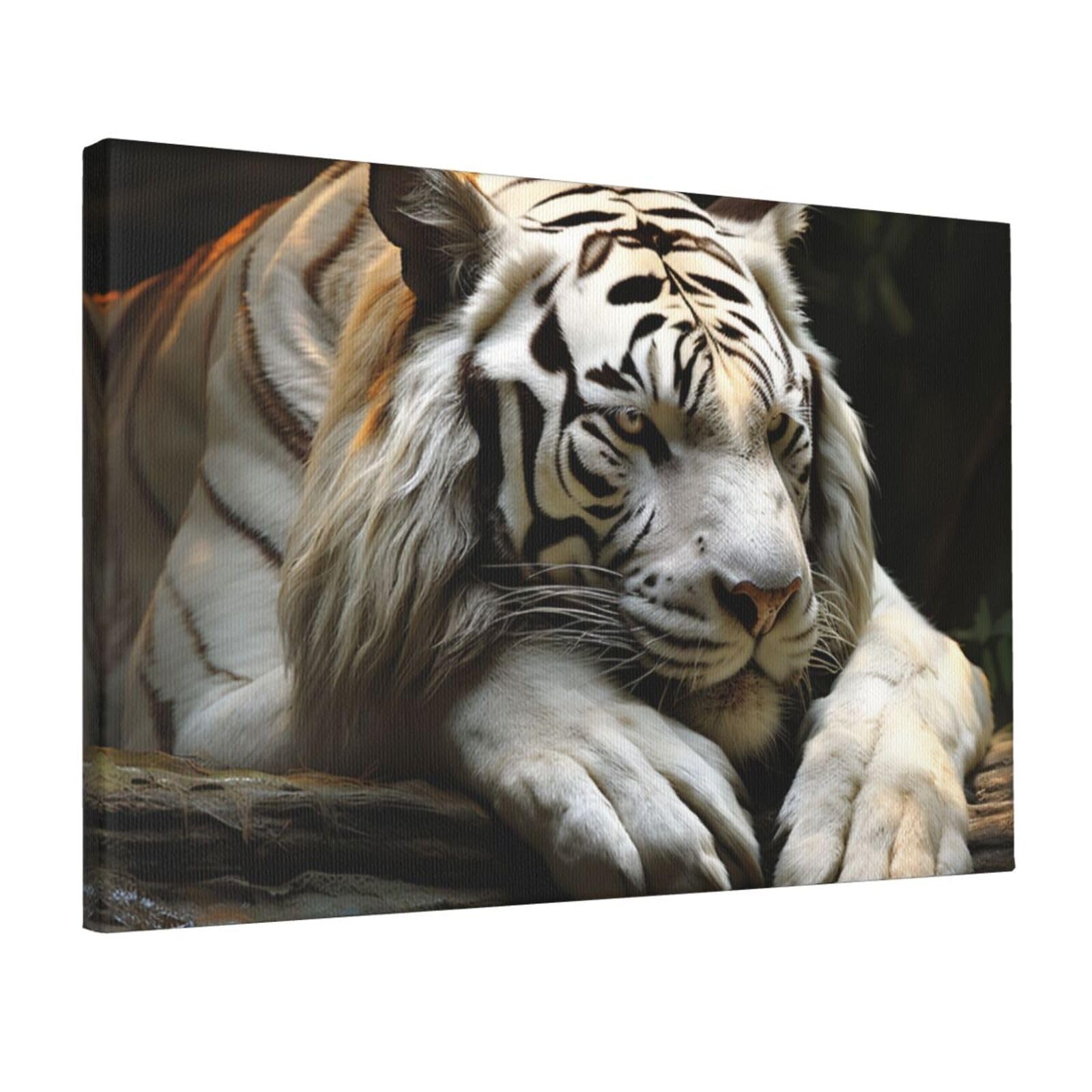 Canvas Wall Art for Living Room Wall Decor 12"x18" Modern Artwork Painting Pictures Hanging Canvas Prints Lying Tiger Aesthetic Wall Art for Bedroom Bathroom Office Wallart Decor