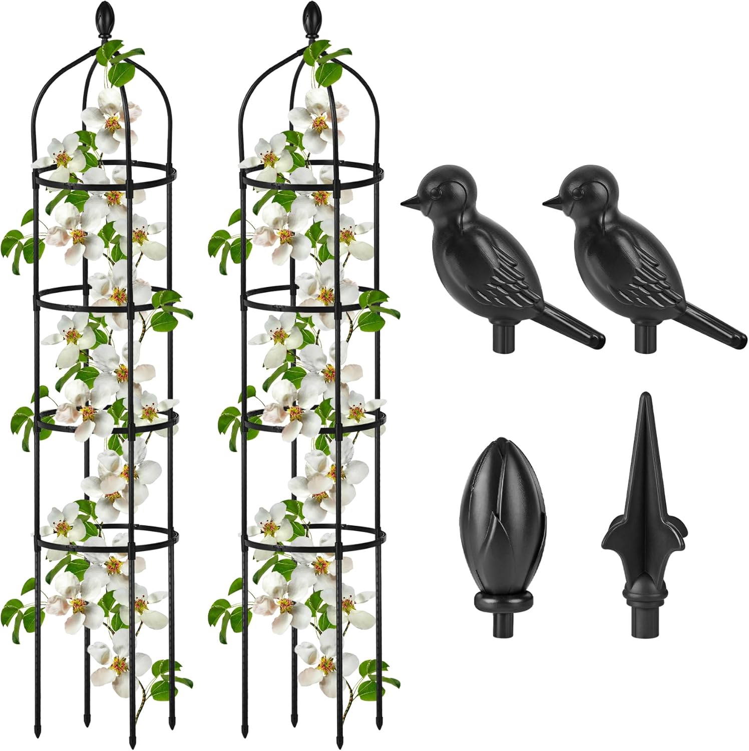 2 Pcs Garden Obelisk Trellis for Climbing Plants Outdoor 6 Ft Rose Bush Round Trellis for Pots Rustproof Metal Plant Flower Trellises for Clematis Vine Jasmine Support Outdoor Indoor 6 Ft(2 Pcs) Black
