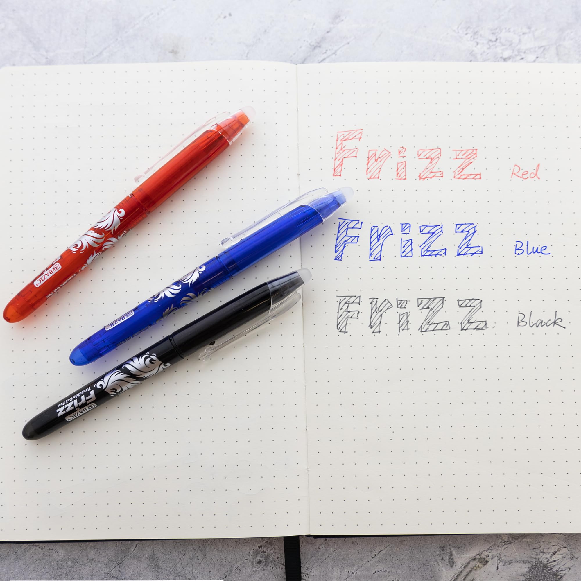 BAZIC Frizz Blue Erasable Gel Pen w Grip — view 6