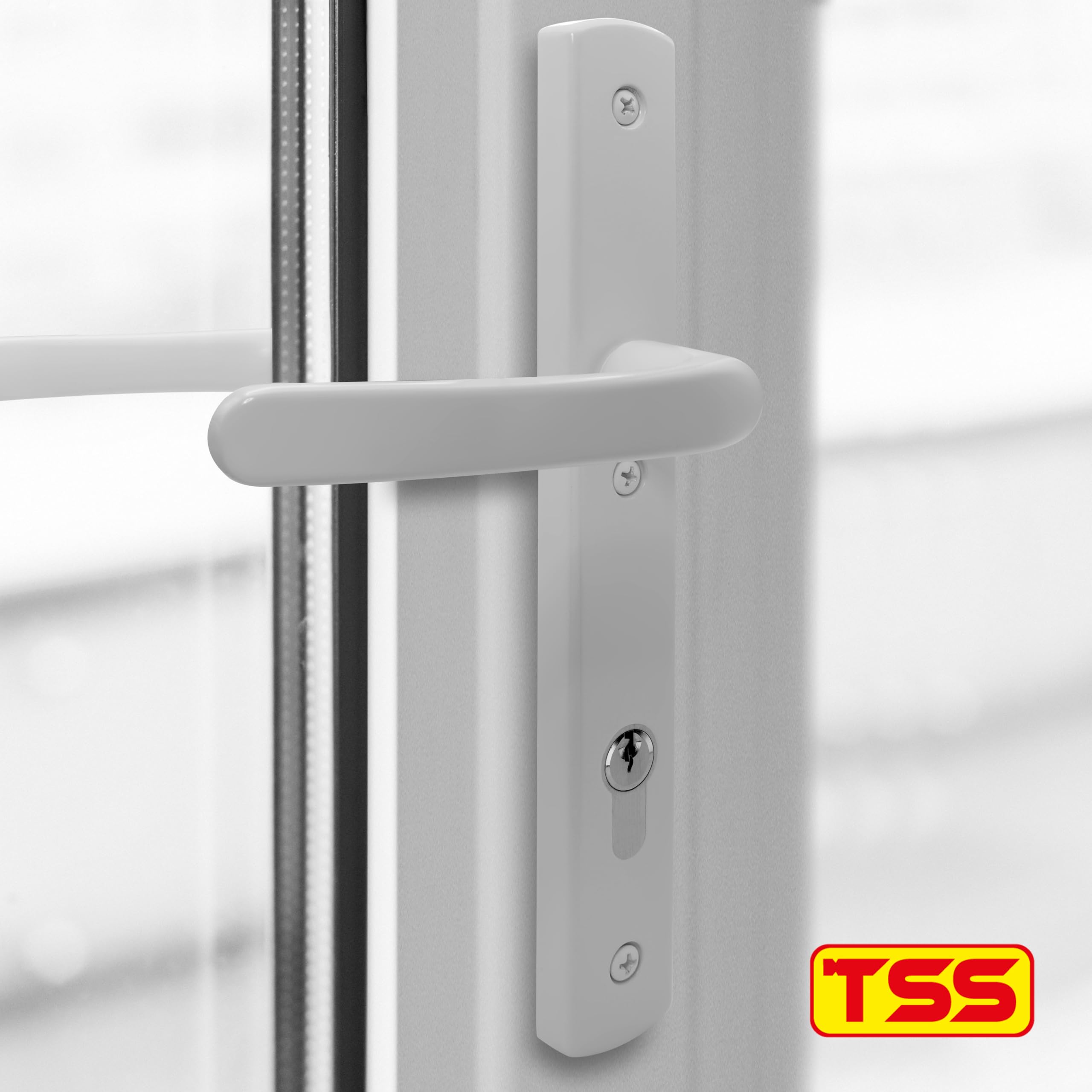 TSS White UPVC Door Handle Pair Set, 92mm PZ (Centres), Sprung, Lever Lever, 215mm Top Screw to Bottom Screw (Screw centres) - Image 2