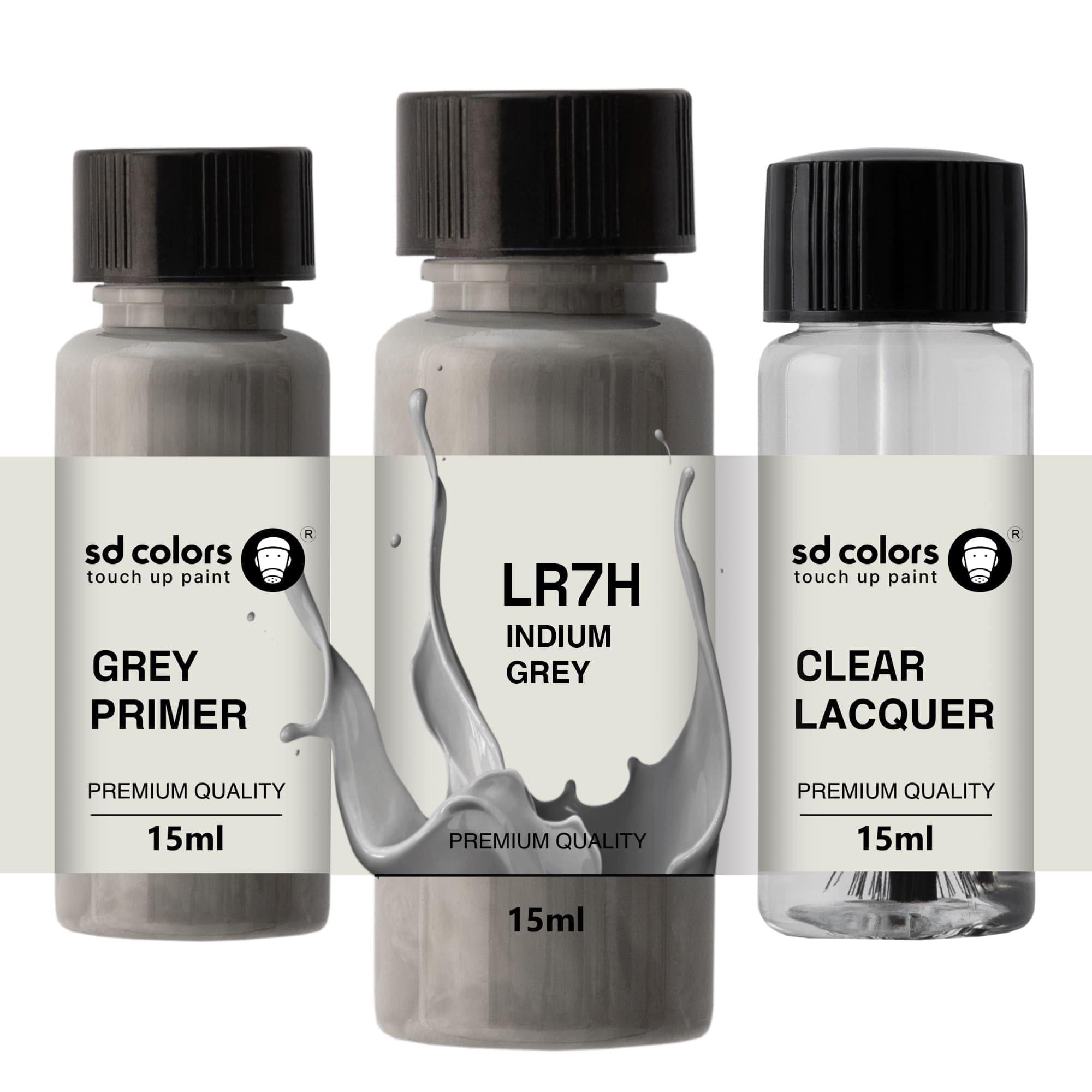 Sd Colors Paint+Lacquer+Primer Indium Grey Lr7h H2 X3 New Touch Up Paint 15 Ml Repair Scratch Chip Brush Color Code Lr7h H2 X3 Indium Grey (Paint+Lacquer+Primer)