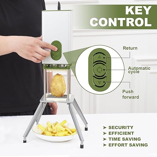 Miniatura 3 de JNSTU Cortador eléctrico de papas fritas, máquina de corte vertical de papas fritas, fabricante comercial de papas fritas con hoja de 12 y 38