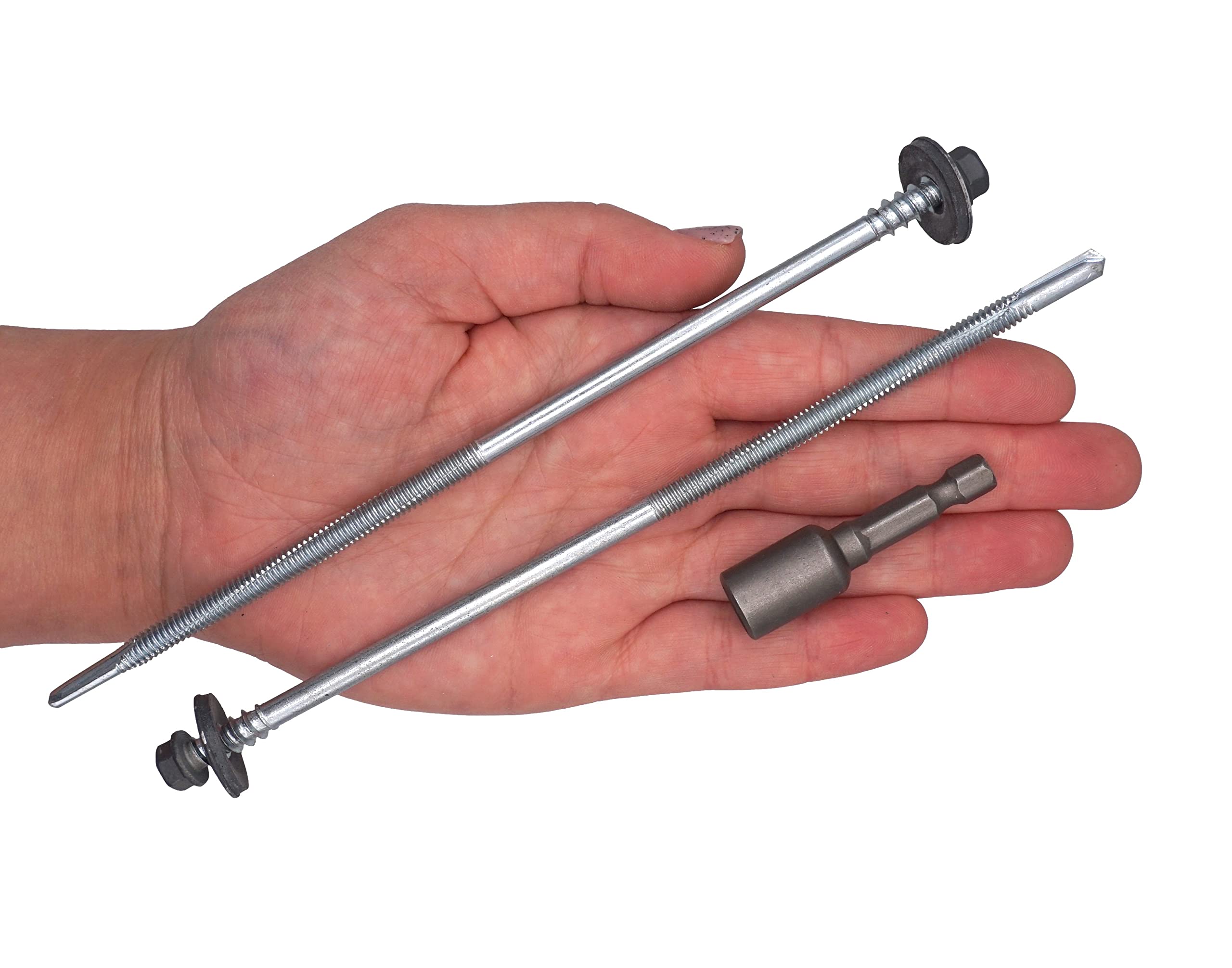 (50 Stück) Lackierte selbstbohrende 5,5 x 175 mm Schrauben mit EPDM-Unterlegscheiben für Sandwichplatten, Sechskantkopf (Anthrazitgrau, RAL 7016)