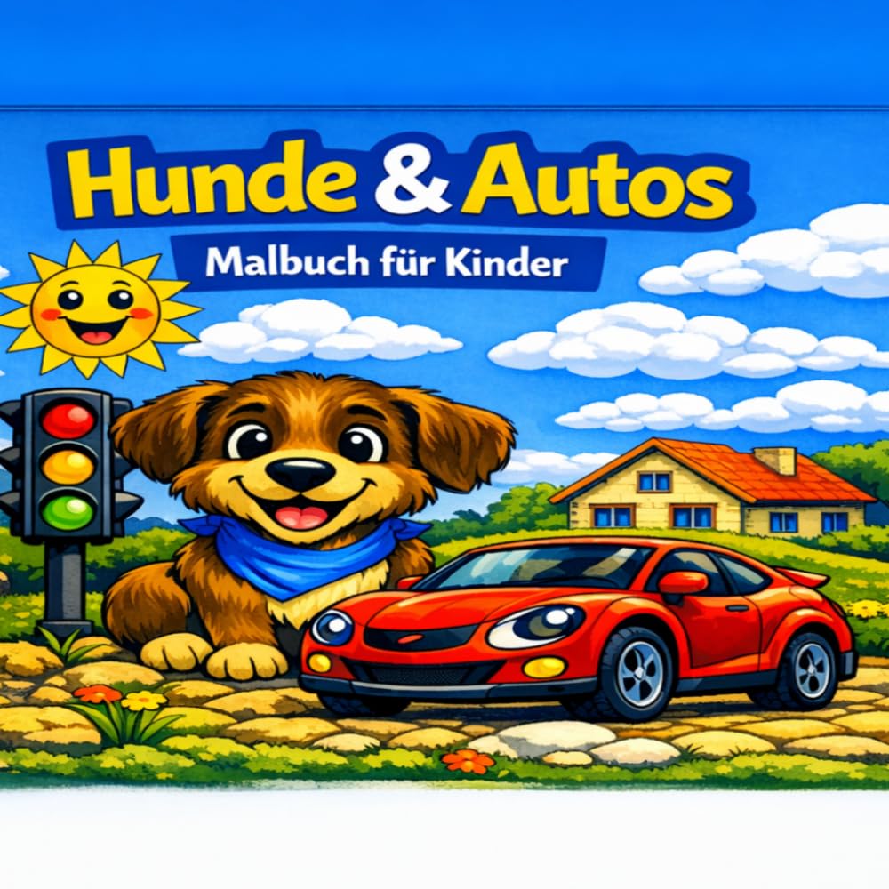 Hunde und Autos: Malbuch für Kinder