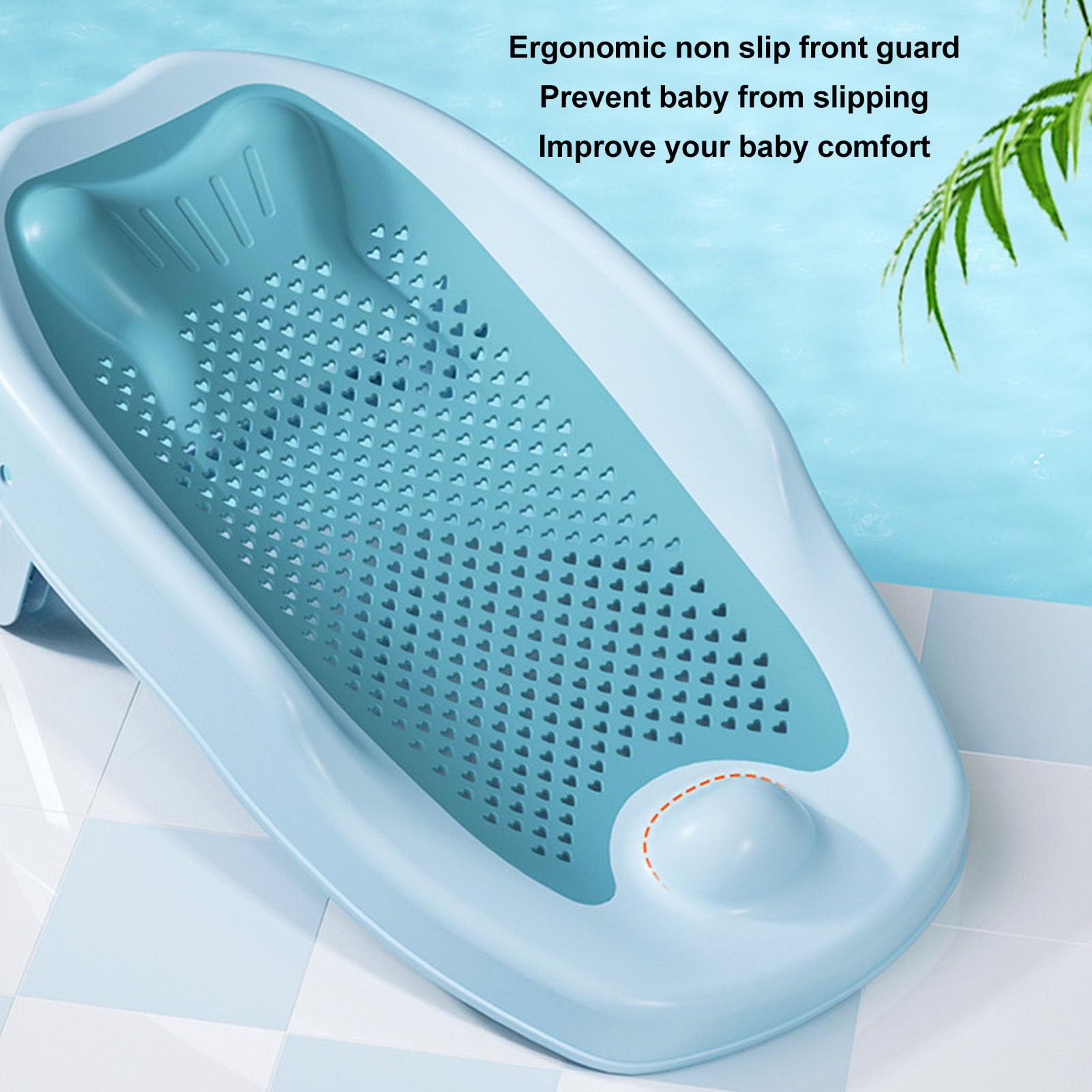 Supporto Da Bagno Ergonomico Per Neonato | Vasca Pieghevole Portatile Con Rete In Silicone | Sicuro E Salvaspazio, Colore Blu - 2