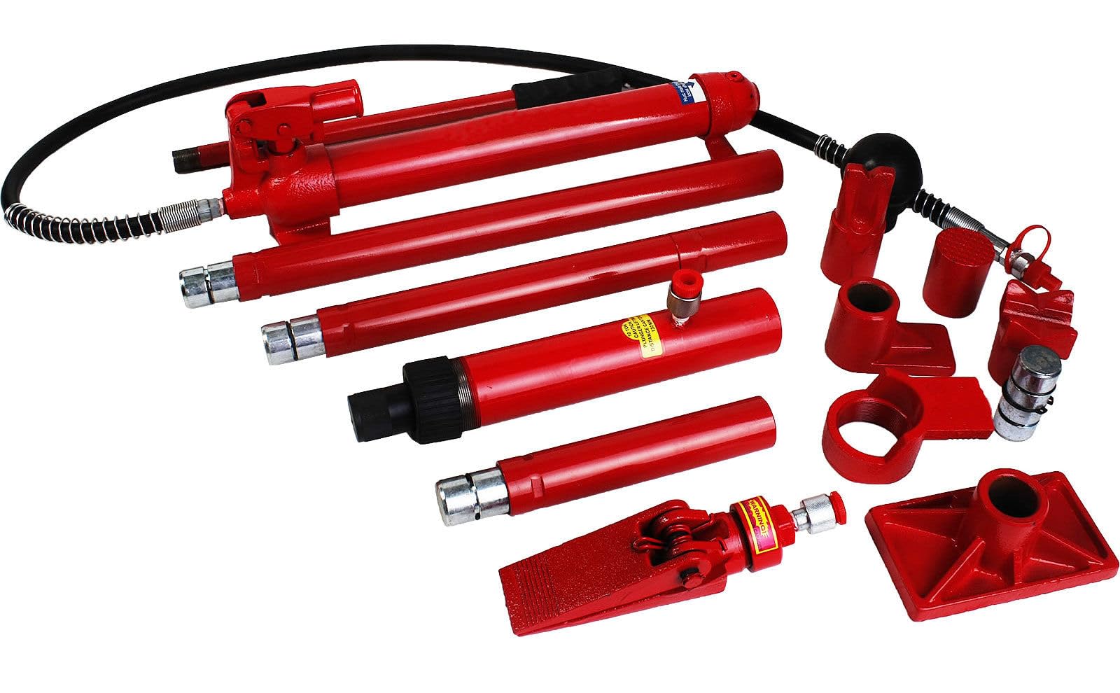 Kit Martinetto Carrozzeria Idraulico 10 Tonnellate con Pompa Manuale Tirabolli Accessori e Valigetta Trasporto
