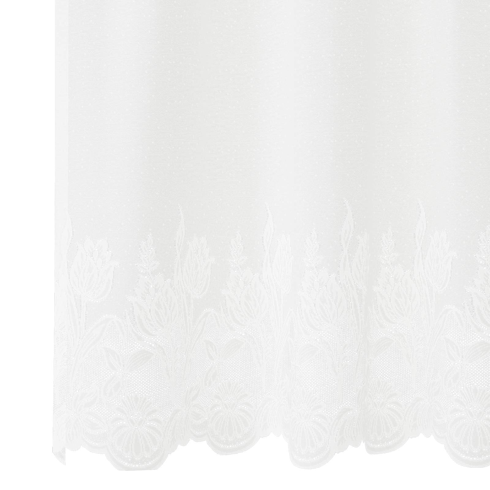 Cortina de encaje floral blanco 120 x 900 cm de poliéster para salón, dormitorio, oficina, riel y suspensión