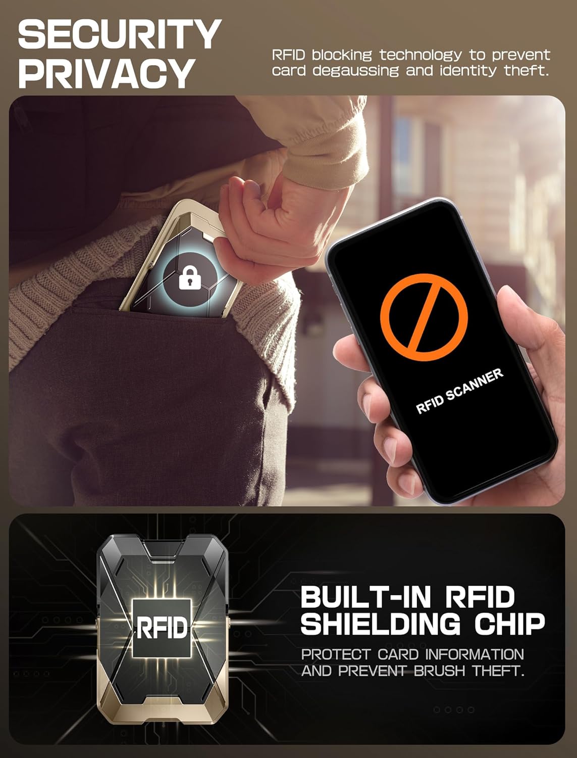 i-Blason for MagSafe Wallet Stand, Magnetic Wallet for iPhone [Magnetic Money Clip] [6 Cards Holder] [RFID Blocking] [Metal Lock Cover] Phone Credit Card Holder for iPhone 17/16/15/14/13 Series, Gold