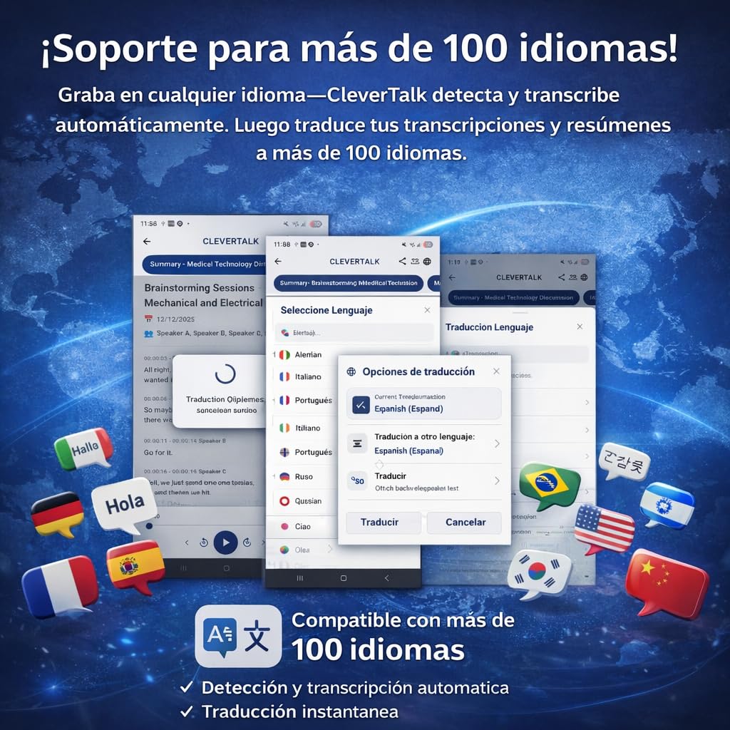 SmartRec Grabadora de Voz con IA | Activación por Voz y Protección con Contraseña | 128GB | App Móvil, Mac, Windows y Web | Cloud Europea GDPR | Audio HD 1536kbps | USB-C