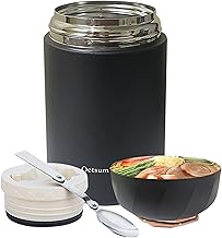 OctsumYing Soup Thermos for Adults with Spoon,20 Ounces Thermos Food Container, Black Insulated Lunch Container,Bring hot Food to Work or School-Black Thermos for Food