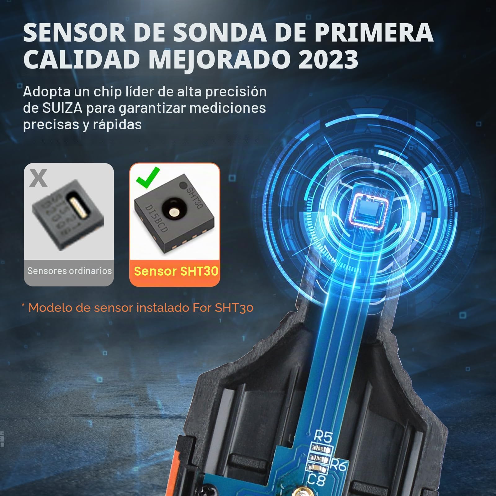 Higrómetro Digital MESTEK, Termómetro Termo-Higrómetro Interior Exterior, Portátil Monitor de Temperatura y Humedad Ambiente, Punto de Rocío y Temperatura de Bulbo Húmedo, para Industria Agricultura