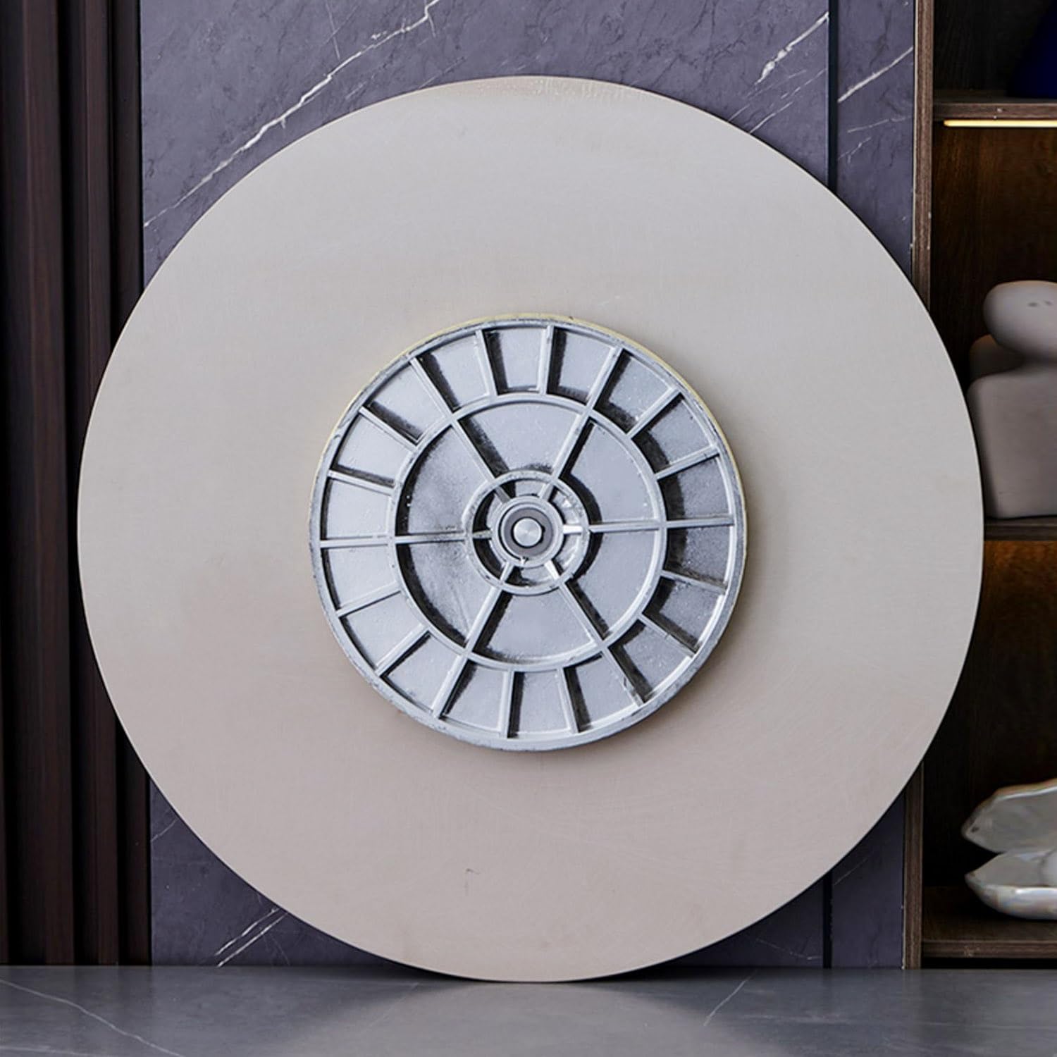 Piatto Girevole Lazy Susan, Vassoio Girevole da Tavolo, Texture di Marmo Ardesia Multicolore, Rotazione Fluida e Silenziosa, per Ristoranti, Hotel e Cucine(Gold,100cm/40)