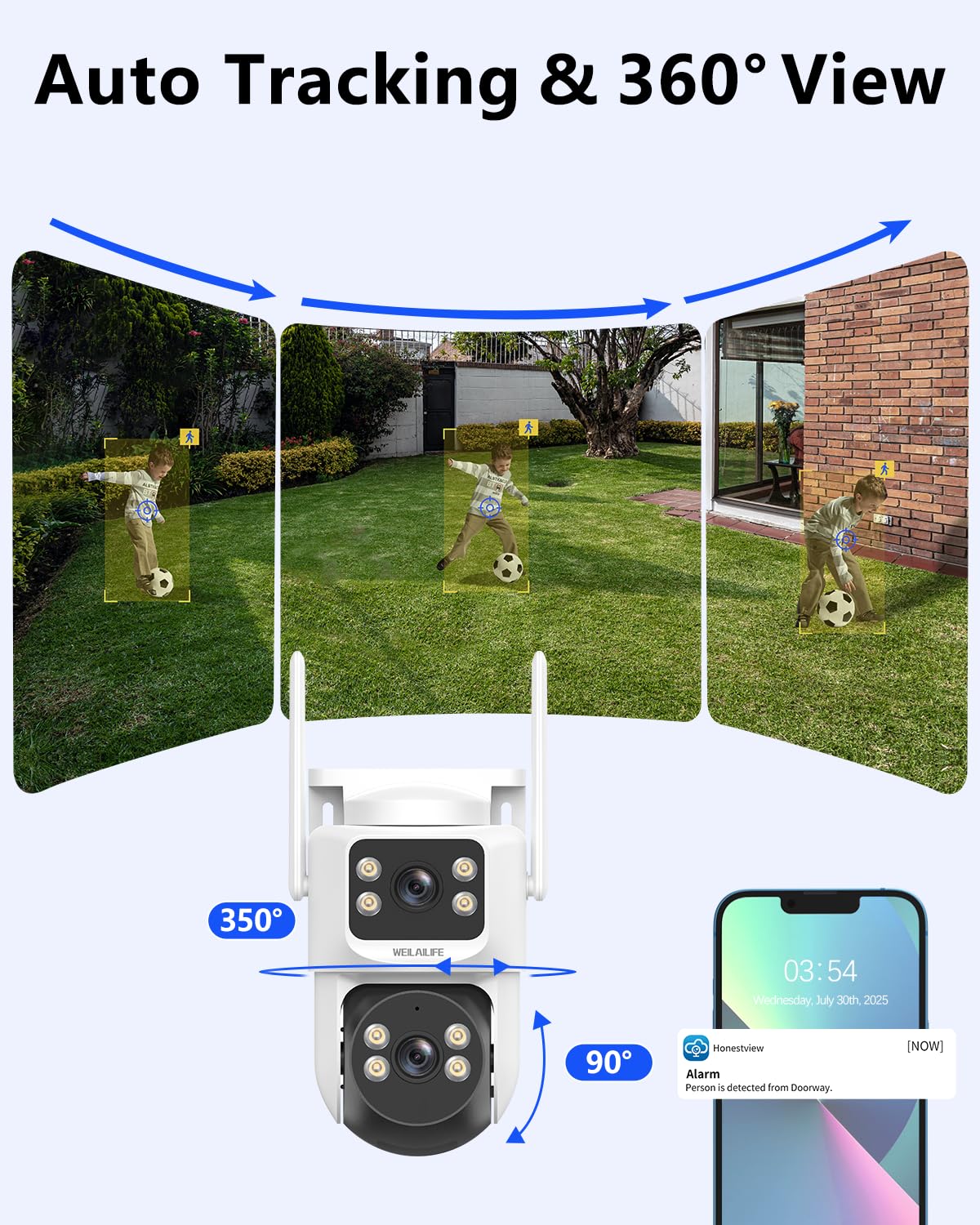【Sistema di sicurezza tutto in uno】 Telecamere di sicurezza PTZ da 4 MP wireless per esterni, sistema di telecamere di sicurezza domestica WiFi, kit DVR per videosorveglianza