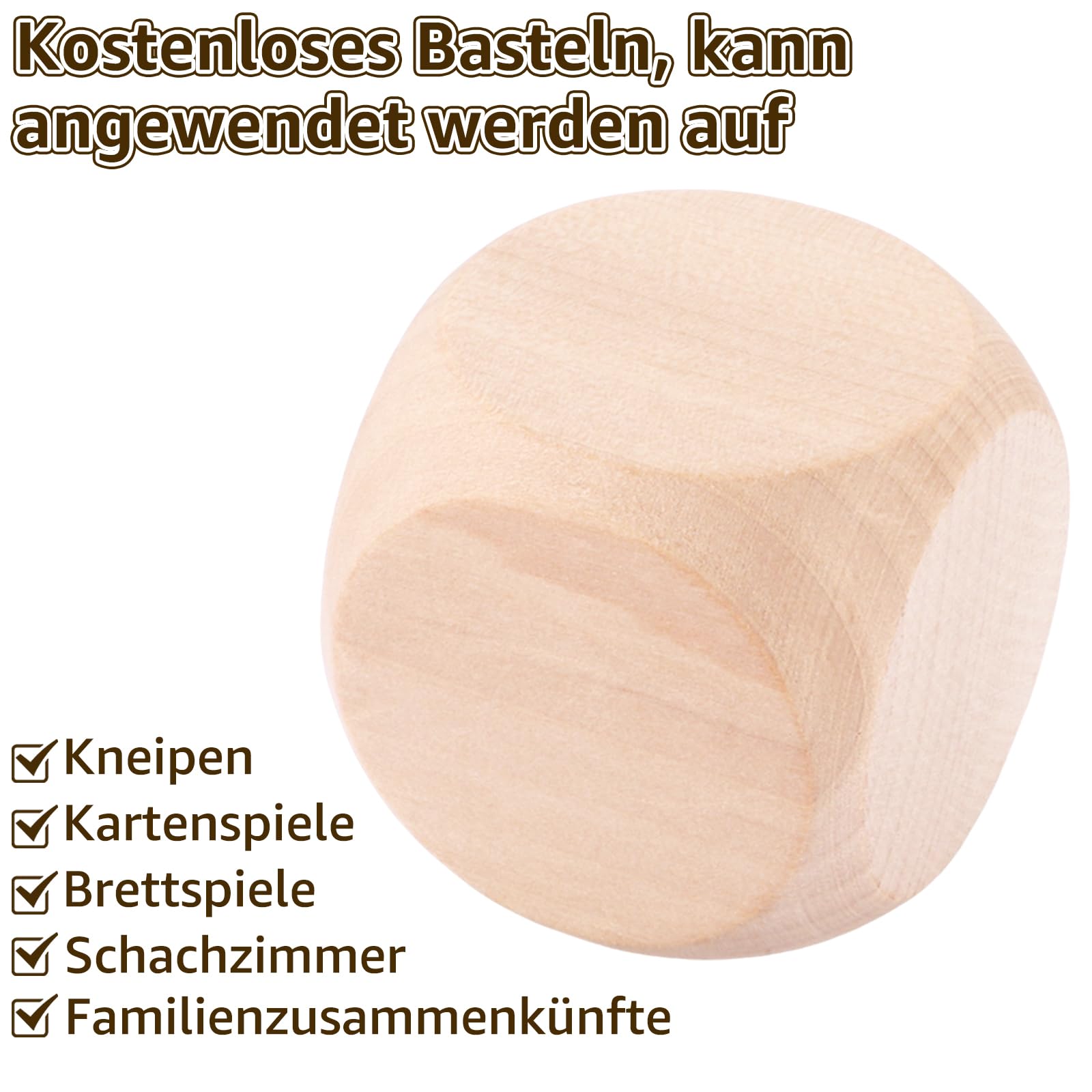 15 dados de madera de 50 mm, dados en blanco, para pintar y montar, para manualidades, juegos de mesa, accesorios de juego